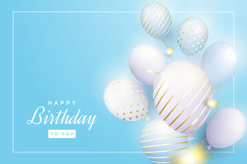 Birthday background with 3d balloons on blue background