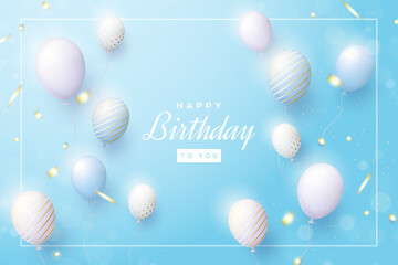 Fototapeta na wymiar Colorful birthday background with realistic balloons