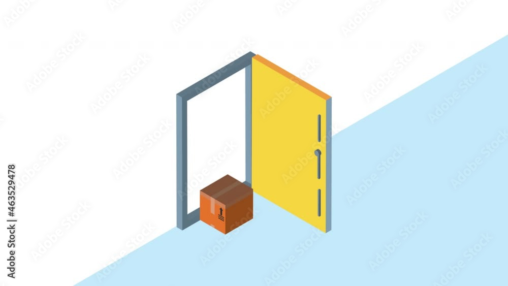 Poster door with box logistic animation