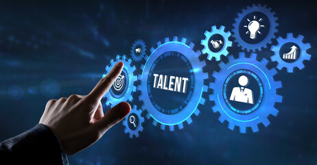 Internet, business, Technology and network concept.Open your talent and potential. Talented human resources - company success. Virtual button.