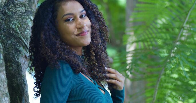 Close up of an east indian curly hair young girl