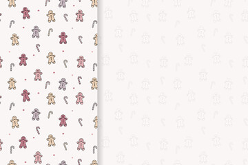 Christmas card with gingerbread cookies and candies. Xmas background. Vector