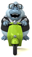 Fun white gorilla - 3D Illustration