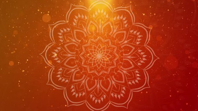 A Diwali or Deepawali greetings background with rotating colorful and orange or saffron mandalas. Dussehra, Ganesh Chaturthi, Durga puja, New year, Indian festival animated backdrop