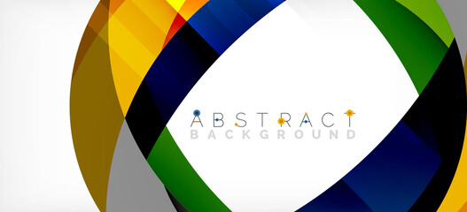 Geometric abstract background. Circle created with overlapping color shapes. Vector Illustration For Wallpaper, Banner, Background, Landing Page