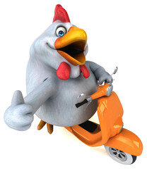 Fun chicken - 3D Illustration