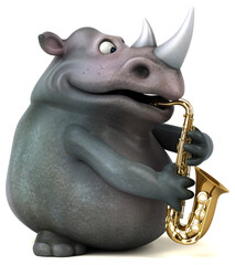 Fun rhino - 3D Illustration © Julien Tromeur