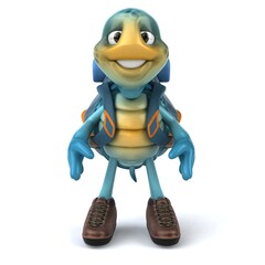 Fun 3D illustration of a blue turtle