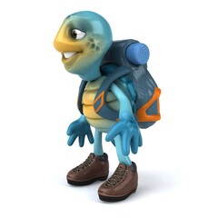 Fun 3D illustration of a blue turtle