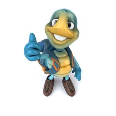 Fun 3D illustration of a blue turtle