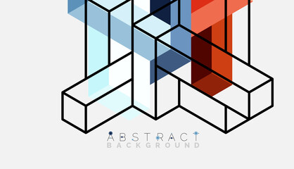 Abstract background. 3d cubes, cubic elements and blocks. Techno or business concept for wallpaper, banner, background, landing page