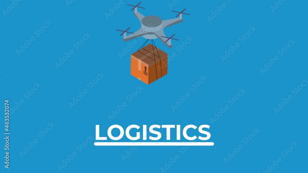 Poster drone flying logistic service animation