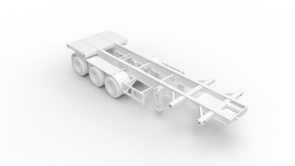 Fototapeta na wymiar 3D rendering of an ampty truck trailer semi logistics isolated on white background.