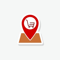 Obraz premium Shopping Cart with Location icon sticker