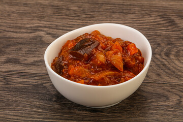 Eggplant saute with tomato and herbs