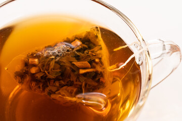 Pyramid mesh herbal tea bag top view 