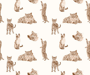 illustration style pattern with cat theme
