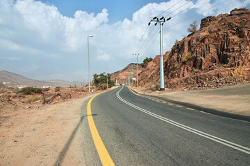 The road of Hejaz Mountains close Taif city in Makkah Province, Saudi Arabia