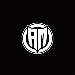 AM Logo monogram with shield and circluar shape design tamplate