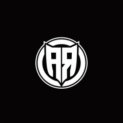 AR Logo monogram with shield and circluar shape design tamplate