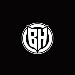 BH Logo monogram with shield and circluar shape design tamplate