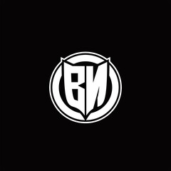 BN Logo monogram with shield and circluar shape design tamplate