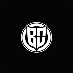BO Logo monogram with shield and circluar shape design tamplate