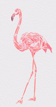 abstract digital illustration with silhouette of a flamingo