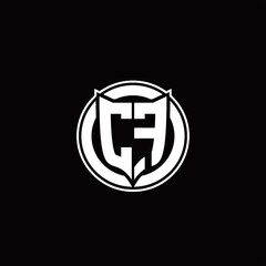 CF Logo monogram with shield and circluar shape design tamplate