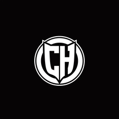 CH Logo monogram with shield and circluar shape design tamplate