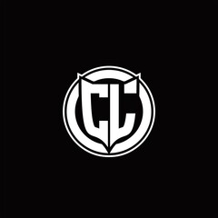 CL Logo monogram with shield and circluar shape design tamplate