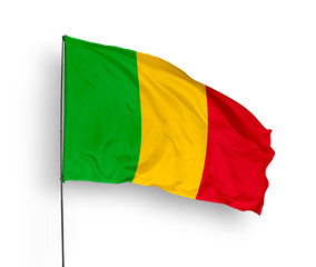 Mali flag isolated on white background. close up waving flag of Mali. flag symbols of Mali. Concept of Mali.