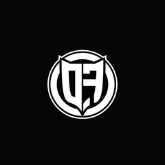 DF Logo monogram with shield and circluar shape design tamplate