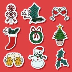 christmas sticker vector illustration