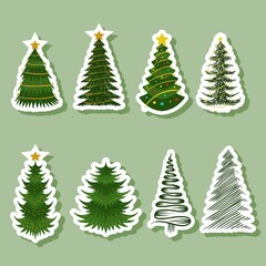 Fototapeta premium christmas tree sticker vector illustration