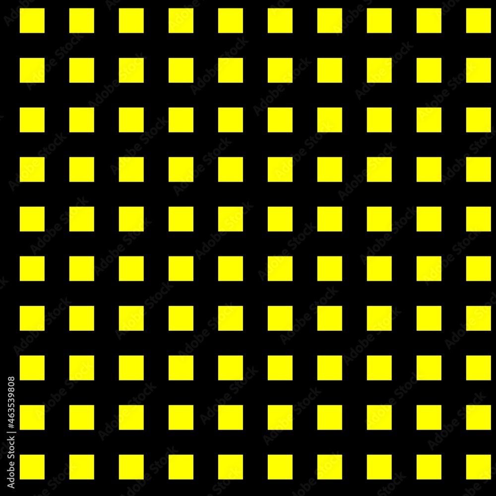 Aufkleber complete grid shape from geometrically arranged and positioned bright yellow squares on a black back