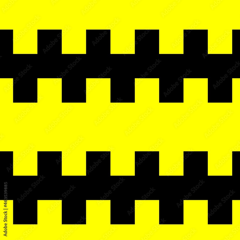 Poster black rectangle shapes offset but still connected on a bright yellow background