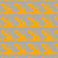 repeating retro style arcade game elements in orange gold coloured on a neutral grey background