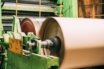 Paper Cutting Machine At Paper Mill. Detail