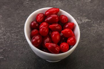 Sweet and ripe cornel berries