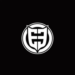 EE Logo monogram with shield and circluar shape design tamplate