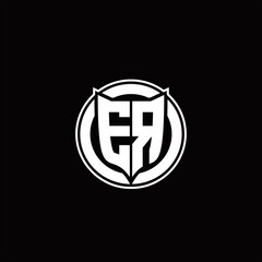 ER Logo monogram with shield and circluar shape design tamplate