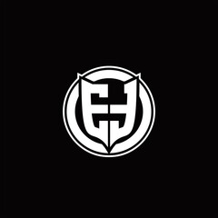 ET Logo monogram with shield and circluar shape design tamplate