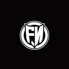 FN Logo monogram with shield and circluar shape design tamplate