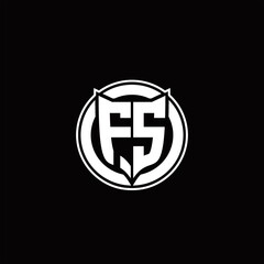 FS Logo monogram with shield and circluar shape design tamplate