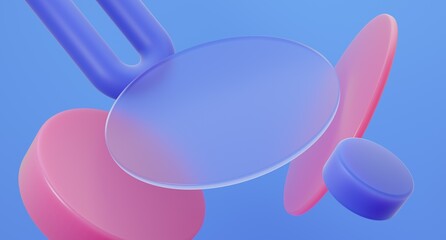 Abstract background with glass shapes composition. 3d rendered image.