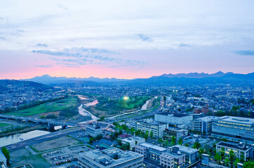Aerial view of Takasaki town from Takasaki city hall observatory.