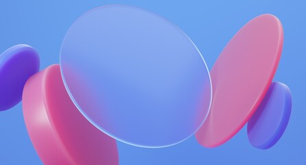Abstract background with glass shapes composition. 3d rendered image.