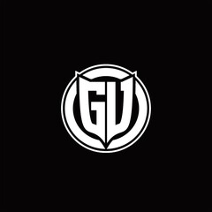 GU Logo monogram with shield and circluar shape design tamplate
