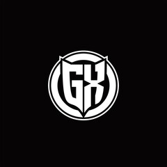 GX Logo monogram with shield and circluar shape design tamplate